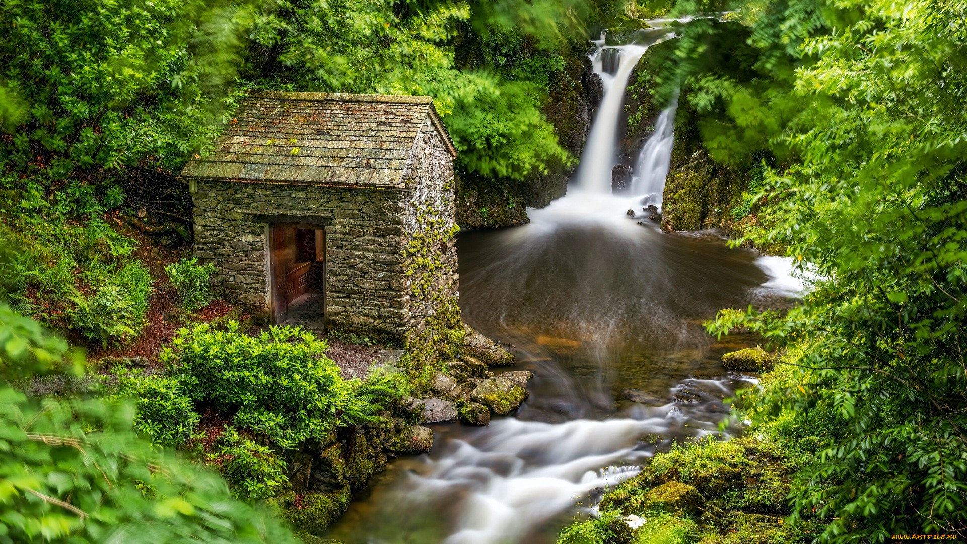waterfall in the lake district, england, , , waterfall, in, the, lake, district